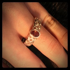 Size 9.5 Garnet Ring 925 Sterling Silver
